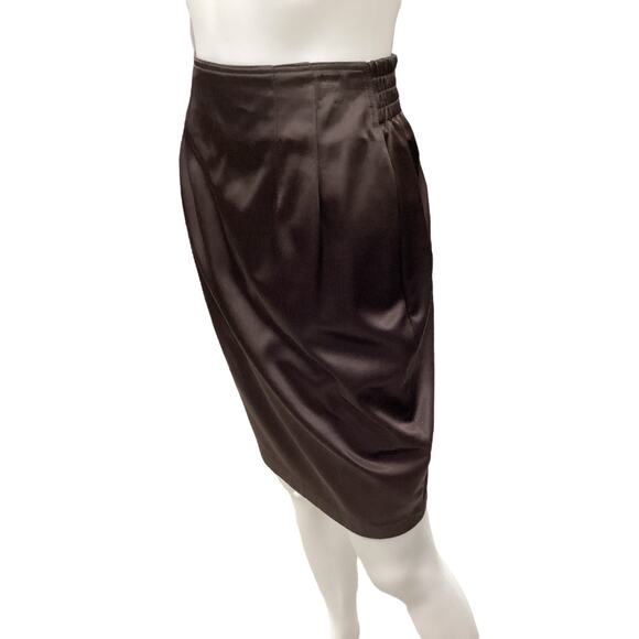 VTG Cache 2 Piece Set Jacket+Skirt Women’s Size 6 Sheer Sleeve Zipper Dark Brown - Picture 6 of 9